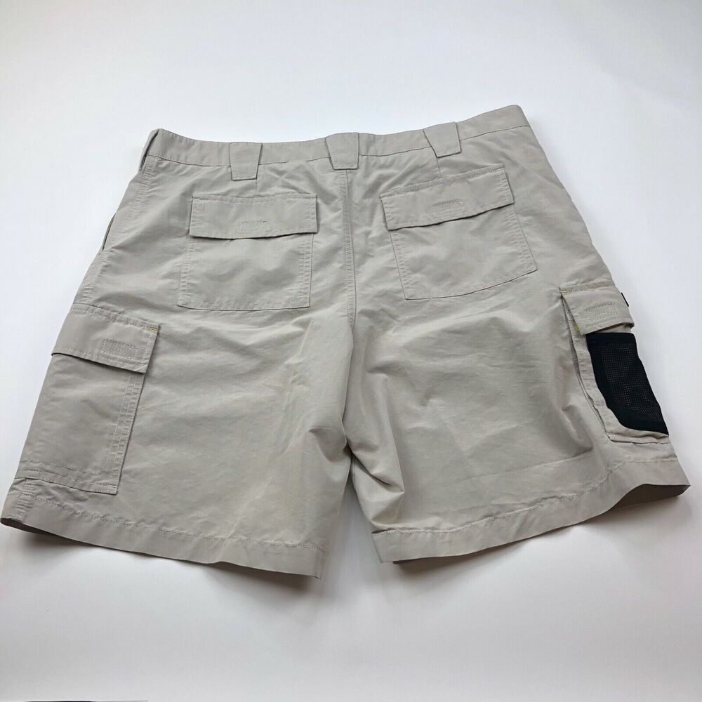 Eddie Bauer 40 Mens (Actual 40W) Beige Cargo Casual Flat Front Walking Shorts